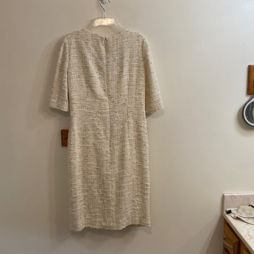 Oscar De La Renta Sheath Dress 10 Cream Tweed Wool Silk S12 Spring 2012 Runway - Picture 12 of 15